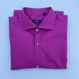 BOSS Men's Magenta Dress Shirt - slim fit size M